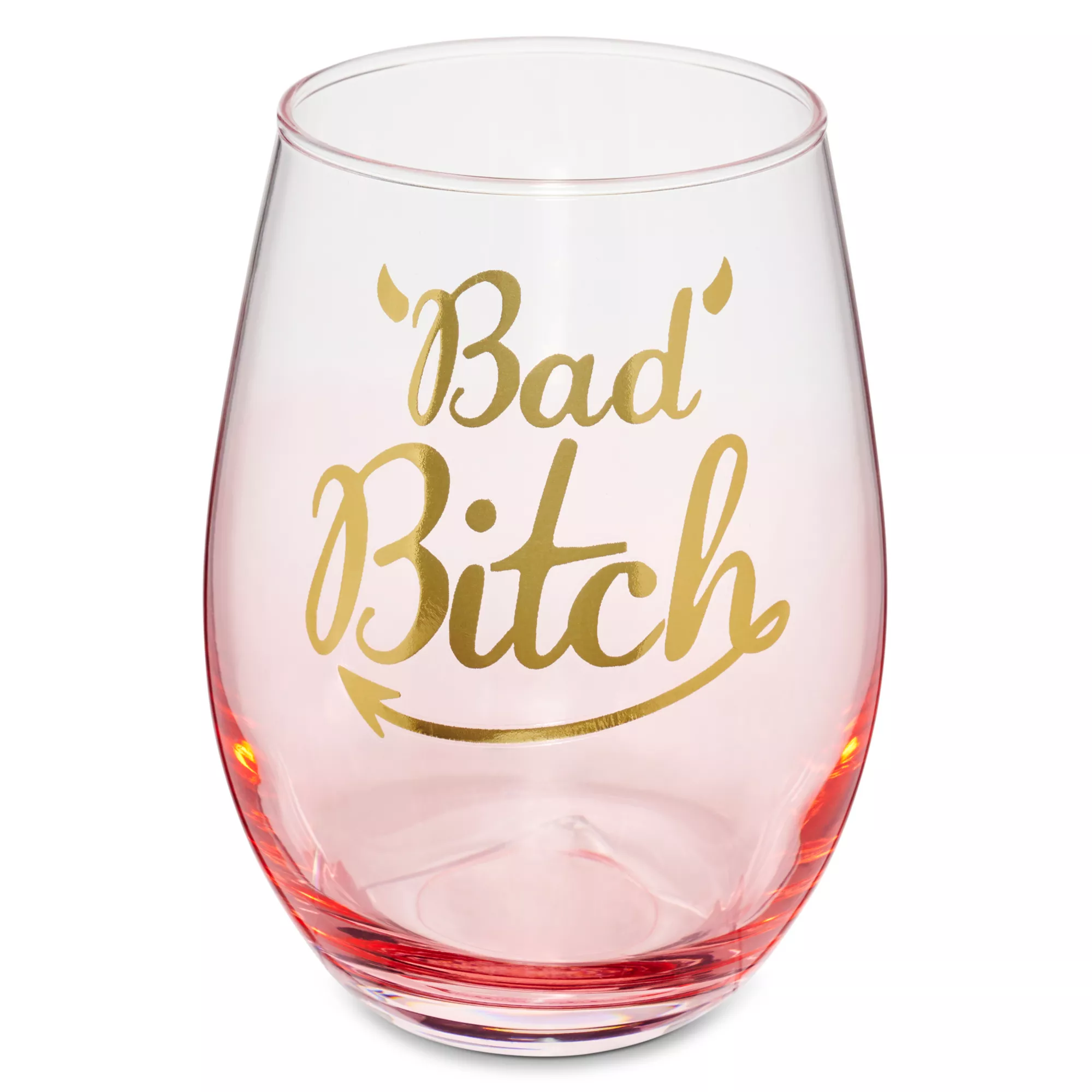 Pink Ombre Bad Bitch Stemless Wine Glass