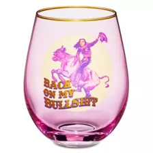 Pink Back on My Bullshit Stemless Wine Glass at Spencer's