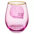 Pink Back on My Bullshit Stemless Wine Glass at Spencer's
