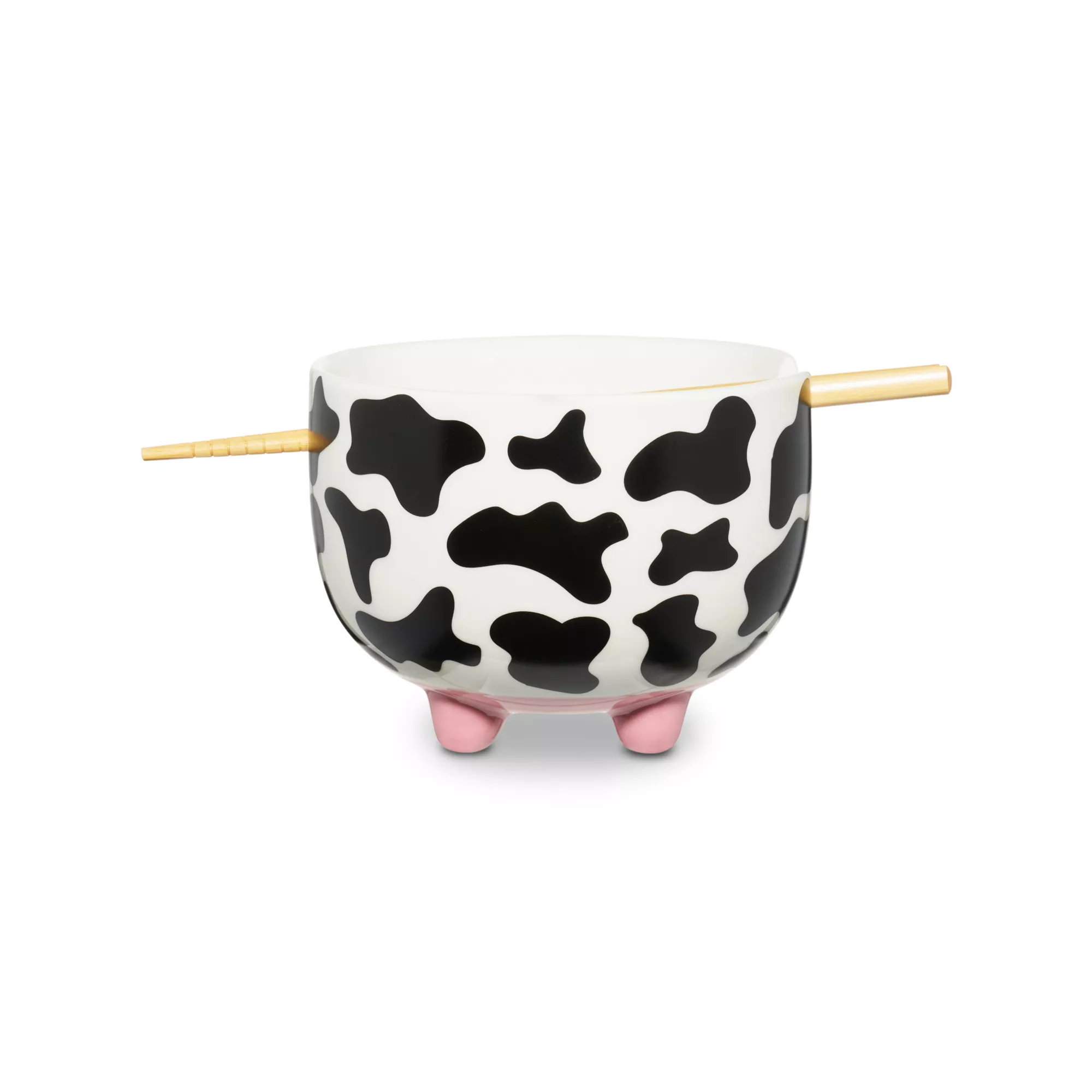 Cow Print Molded Bowl with Chopsticks - 15 oz. at Spencer's