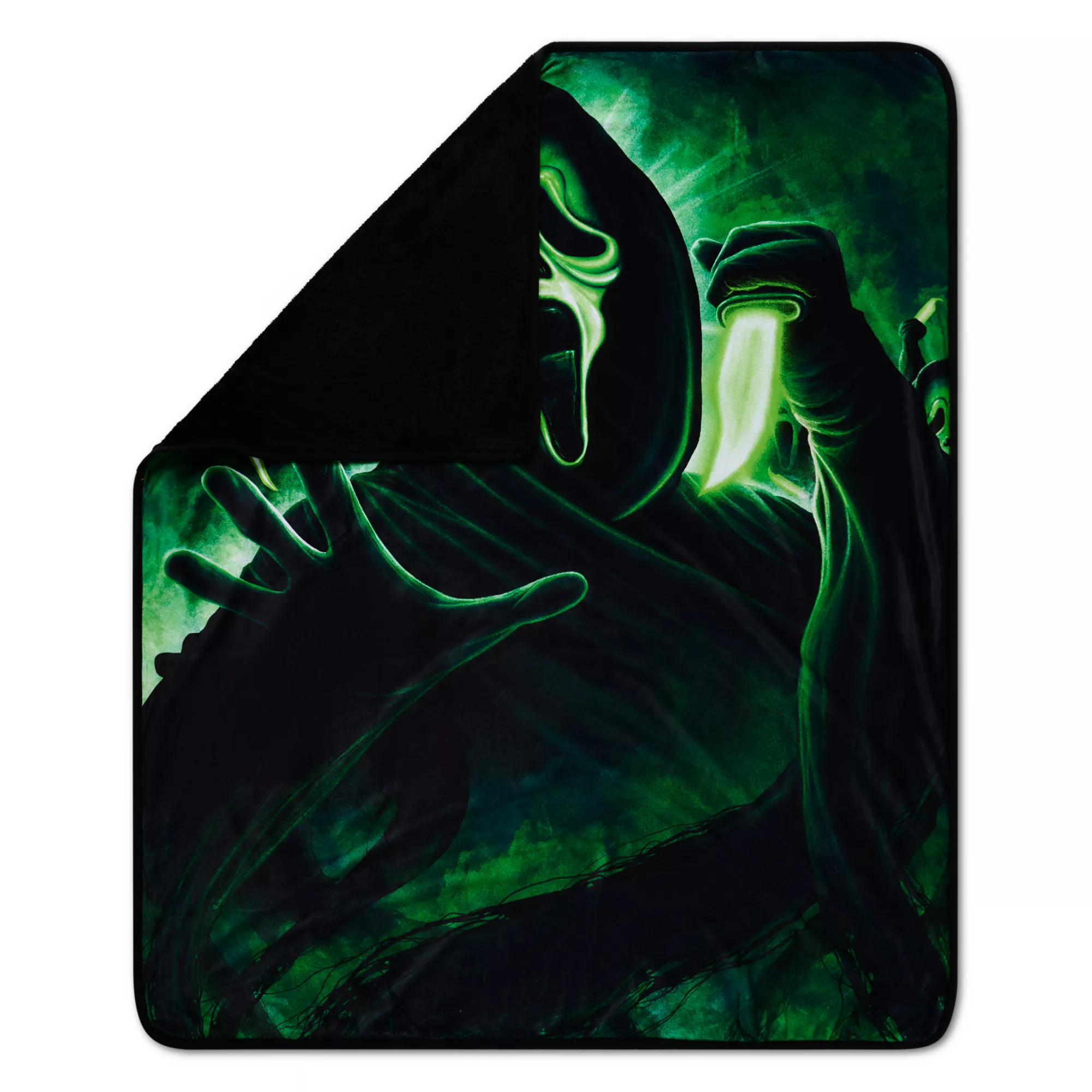 Green Ghost Face Fleece Blanket at Spencer's