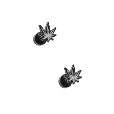 Black Glitter Weed Leaf Fake Plugs - 18 Gauge at Spencer's