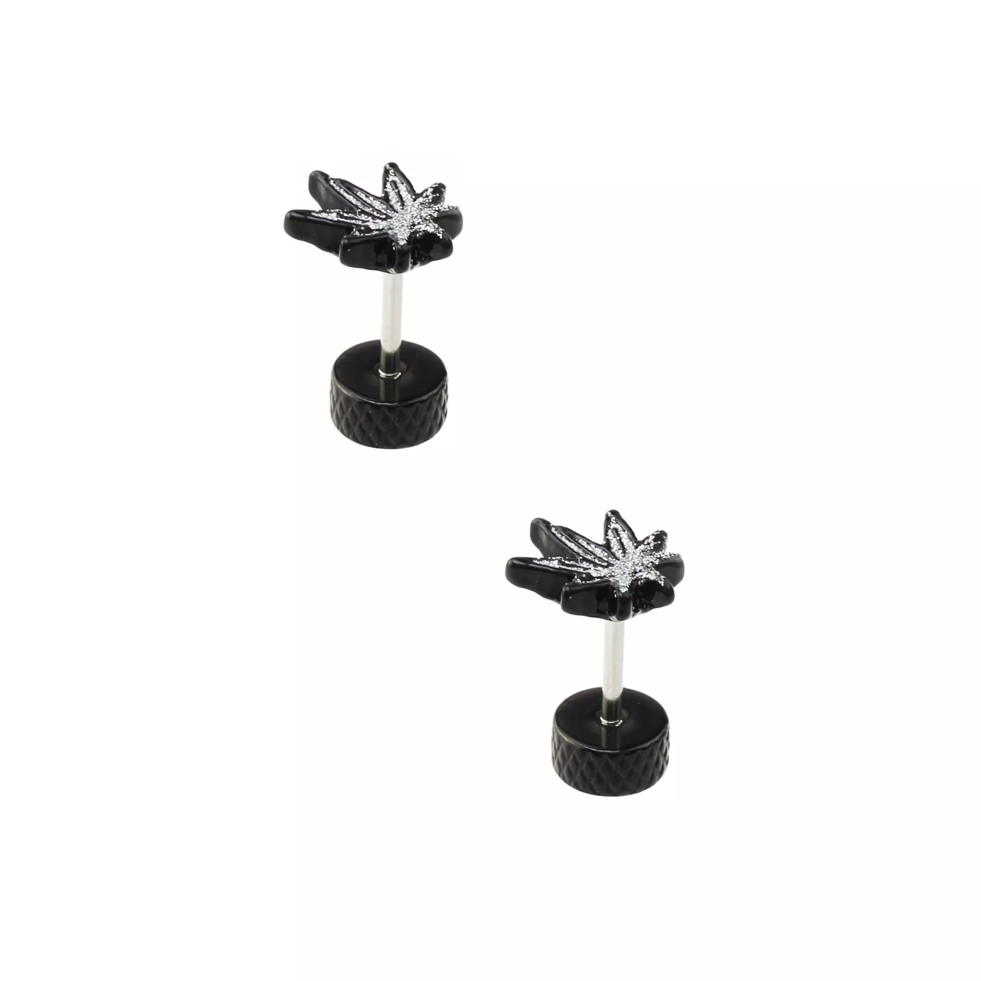 Black Glitter Weed Leaf Fake Plugs - 18 Gauge at Spencer's