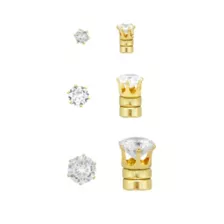 CZ Goldtone Magnetic Fake Earrings - 3 Pair at Spencer's