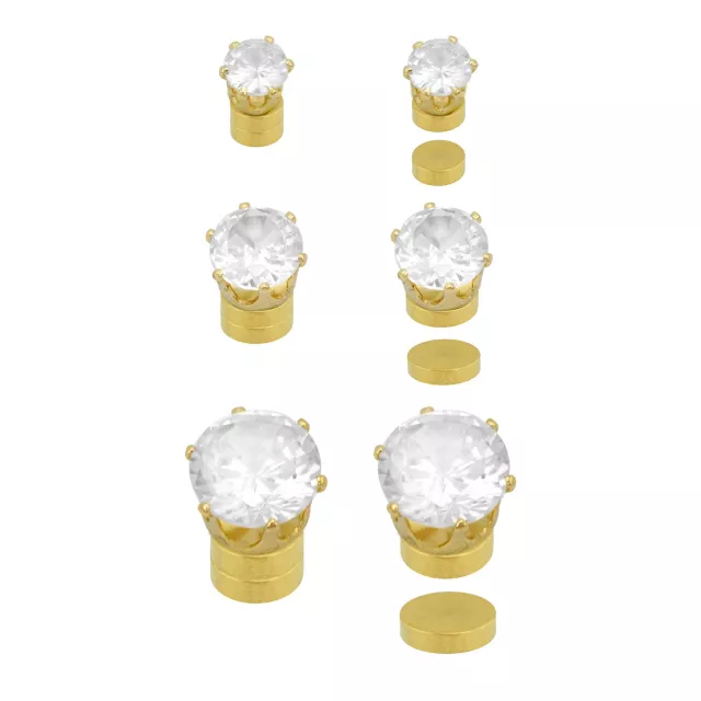 CZ Goldtone Magnetic Fake Earrings - 3 Pair at Spencer's