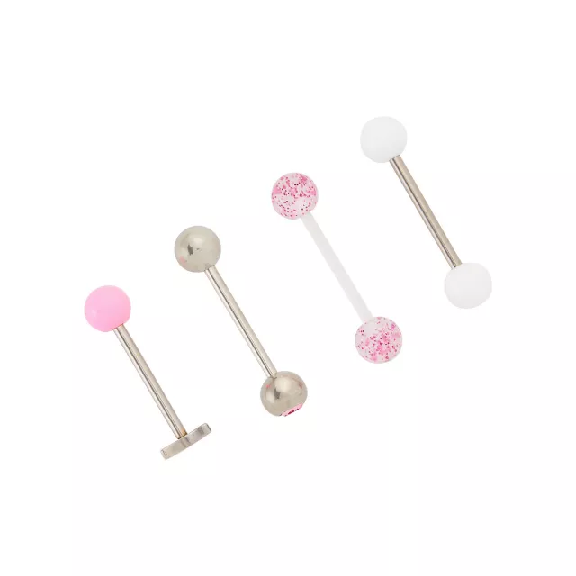 Multi-Pack Pink Butterfly Barbells 4 Pack - 14 Gauge at Spencer's