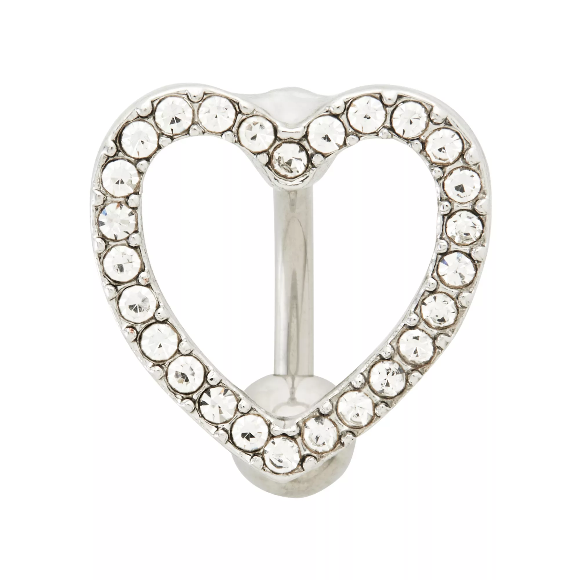CZ Titanium Heart Belly Ring - 14 Gauge