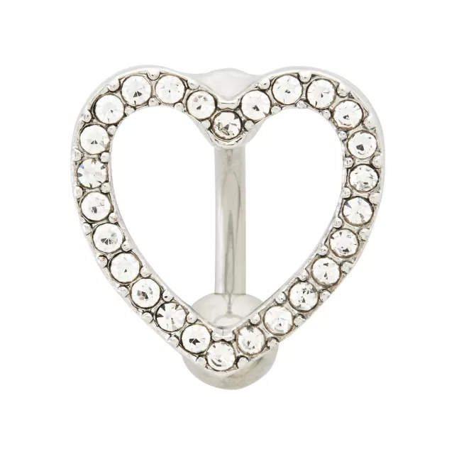 CZ Titanium Heart Belly Ring - 14 Gauge at Spencer's