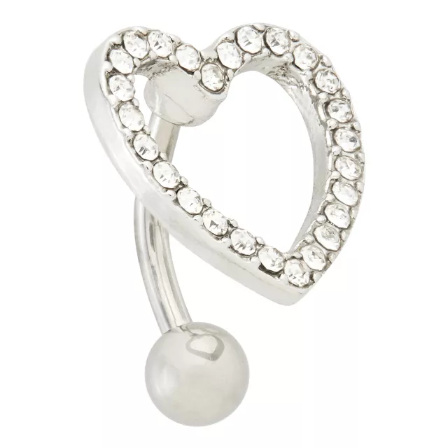 CZ Titanium Heart Belly Ring - 14 Gauge at Spencer's