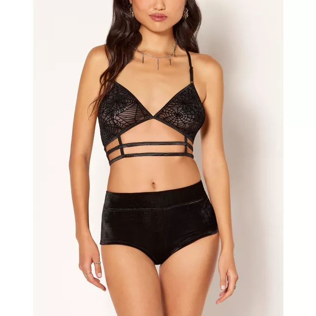 Black Spiderweb Lace Bra Spencer s 