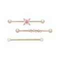 Multi-Pack CZ Pink Pearl-Effect Butterfly Industrial Barbell 3 Pack - 14 Gauge at Spencer's
