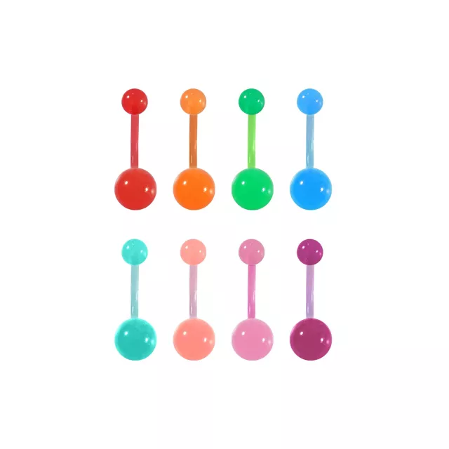 Multi-Pack Multicolor Acrylic Belly Rings 8 Pack - 14 Gauge at Spencer's