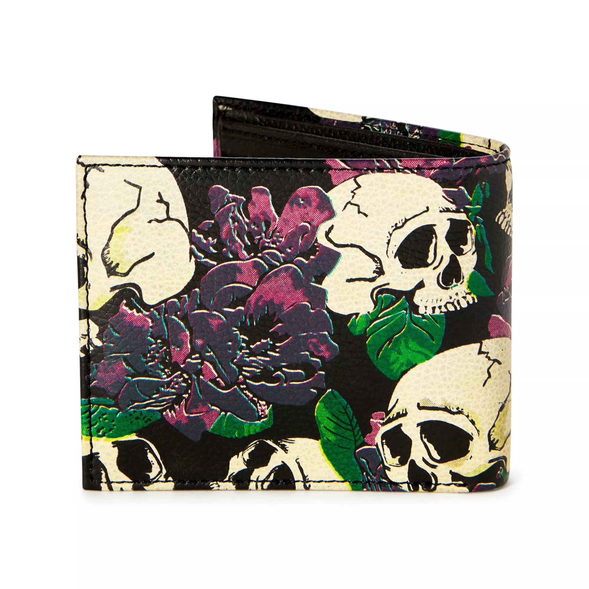Skull & Rose Bifold Wallet at Spencer's