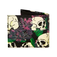 Skull & Rose Bifold Wallet at Spencer's