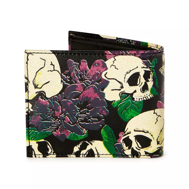 Skull & Rose Bifold Wallet at Spencer's