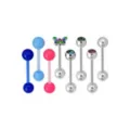 Multi-Pack Blue and Pink Acrylic Butterfly Barbells 8 Pack - 14 Gauge at Spencer's