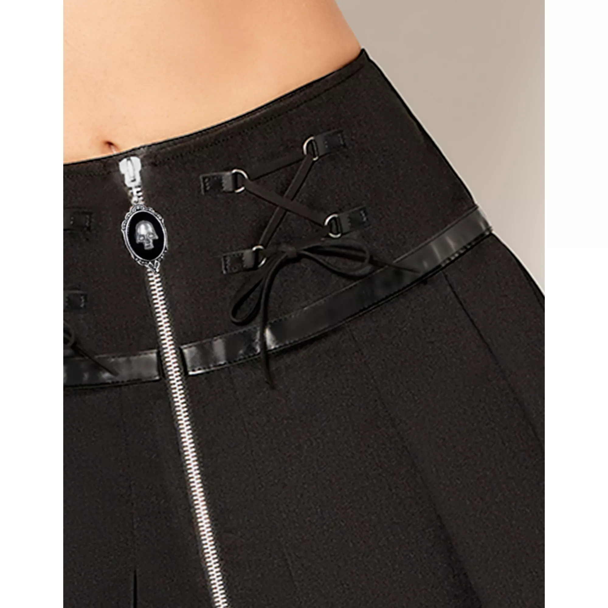 Black Skull Cameo Zipper Skirt at Spencer's