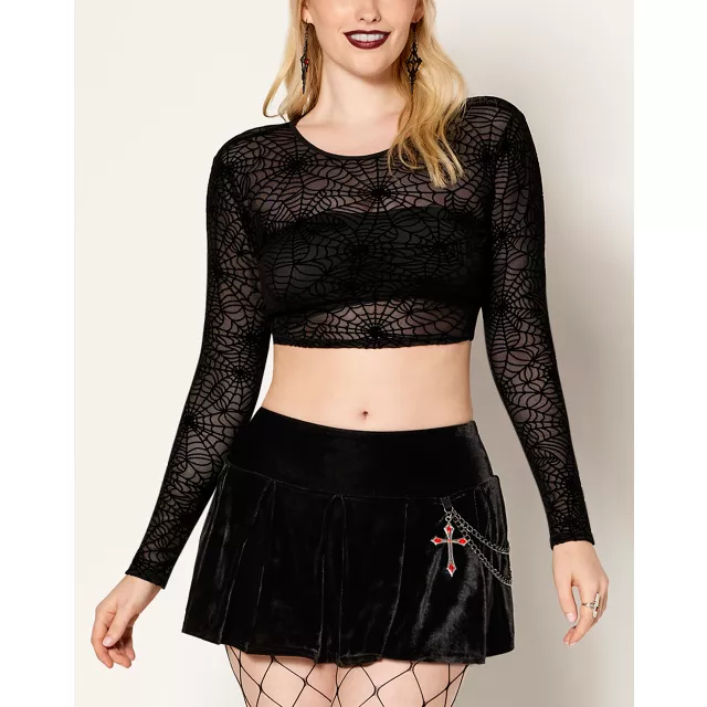 Spider Web Mesh Crop Top at Spencer's