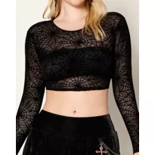 Spider Web Mesh Crop Top at Spencer's