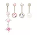 Pink Titanium and CZ Star Dangle Belly Ring 4 Pack - 14 Gauge at Spencer's