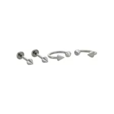 Multi-Pack Titanium Spike Labret Lip and Horseshoe Ring 4 Pack - 16 Gauge at Spencer's