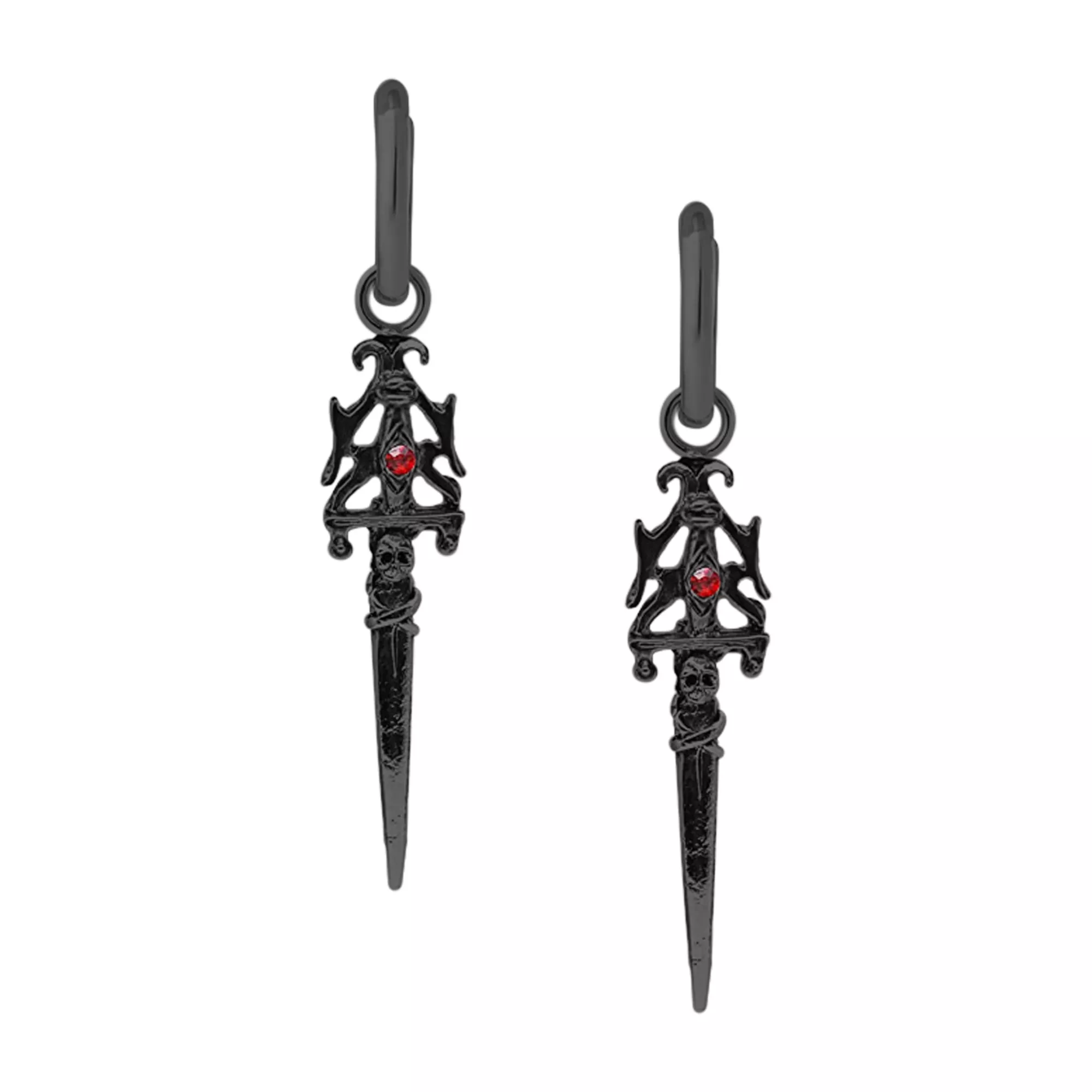CZ Black Dagger Dangle Earrings at Spencer's