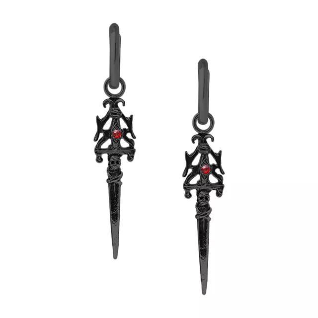 CZ Black Dagger Dangle Earrings at Spencer's