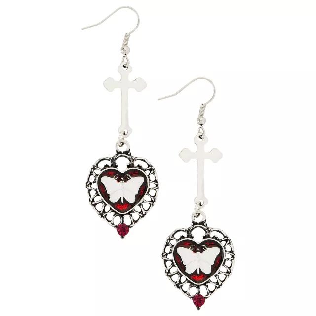 CZ Butterfly Cross Dangle Earrings at Spencer's