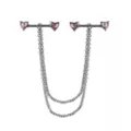 CZ Pink Heart Chain Nipple Barbells - 14 Gauge at Spencer's