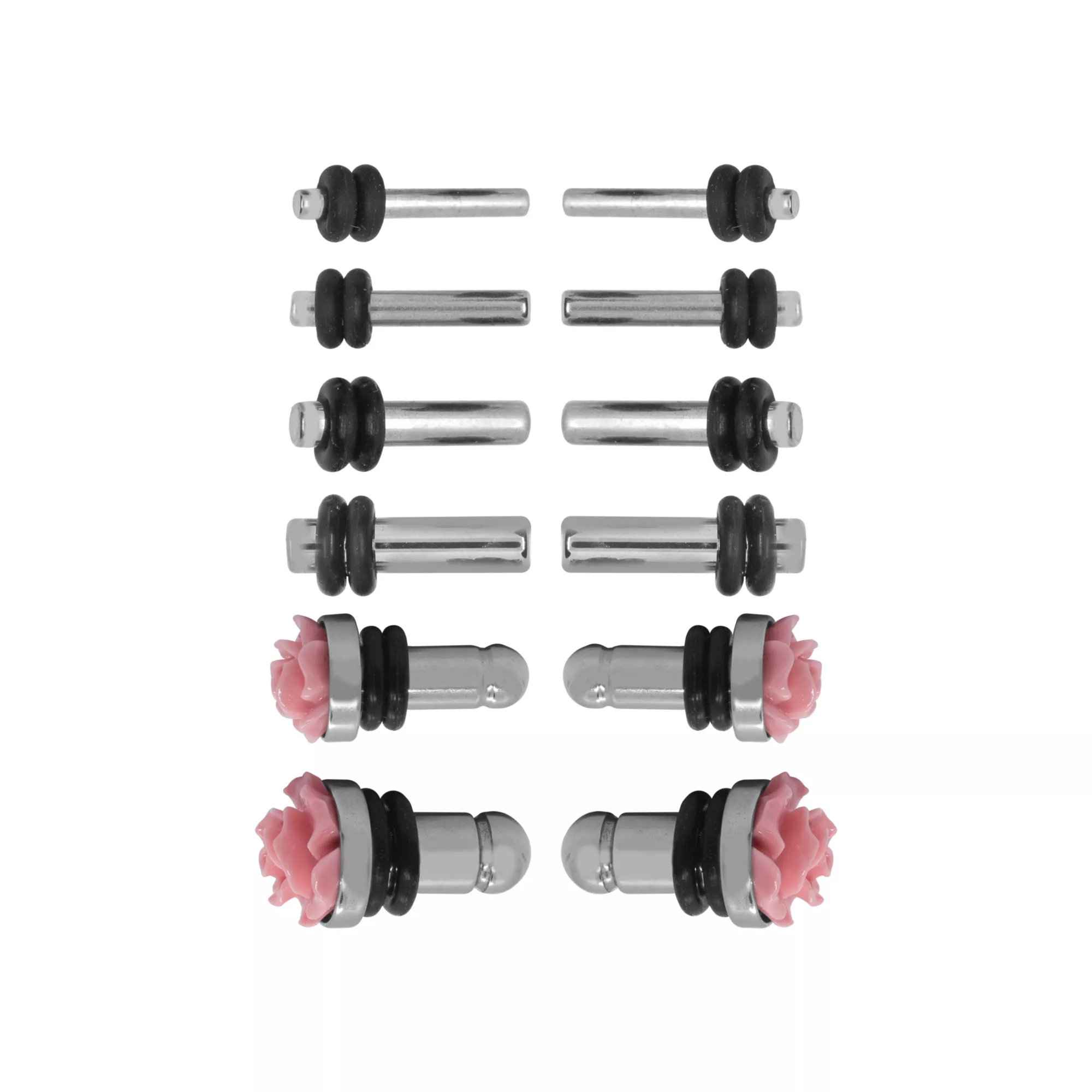Multi-Pack Pink Rose Plug Set - 6 Pair at Spencer's