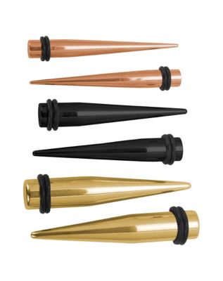 Multi-Pack Black Goldtone and Rose Goldtone Taper Set - 3 Pair