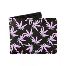 Buckle-Down Pink and Green Weed Leaf Bifold Wallet at Spencer's