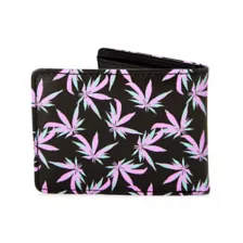 Buckle-Down Pink and Green Weed Leaf Bifold Wallet at Spencer's