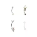 Multi-Pack CZ Silvertone and Clear Curved Barbells 4 Pack - 16 Gauge at Spencer's