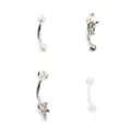 Multi-Pack CZ Silvertone and Clear Curved Barbells 4 Pack - 16 Gauge at Spencer's