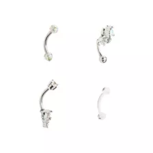 Multi-Pack CZ Silvertone and Clear Curved Barbells 4 Pack - 16 Gauge at Spencer's