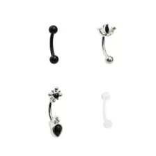 Multi-Pack CZ Black Silvertone and Clear Curved Barbells 4 Pack - 16 Gauge at Spencer's