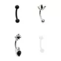 Multi-Pack CZ Black Silvertone and Clear Curved Barbells 4 Pack - 16 Gauge at Spencer's