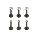 Multi-Pack Round and Square CZ Black Labret Lip Rings 6 Pack - 16 Gauge at Spencer's