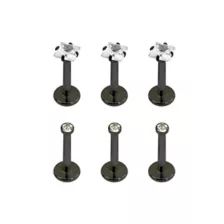Multi-Pack Round and Square CZ Black Labret Lip Rings 6 Pack - 16 Gauge at Spencer's