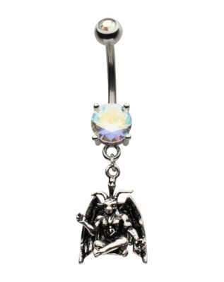 Blue Weed Leaf Dangle Belly Ring - 14 Gauge - Spencer's