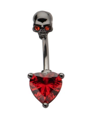 CZ Titanium Heart Dangle Belly Ring - 14 Gauge - Spencer's