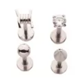 Silver Barbed Wire Labret Lip Rings 4 Pack - 16 Gauge at Spencer's