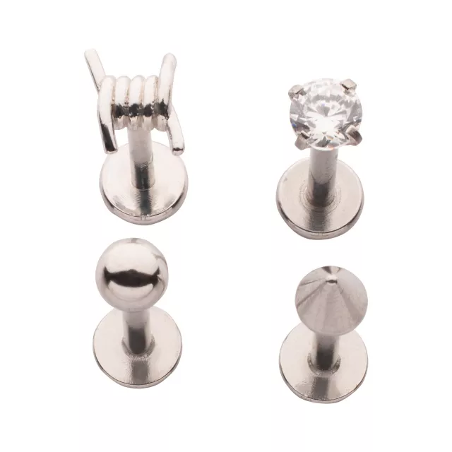 Silver Barbed Wire Labret Lip Rings 4 Pack - 16 Gauge at Spencer's