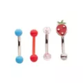 Multi-Pack Multi-Color Strawberry Curved Barbells 4 Pack - 16 Gauge at Spencer's