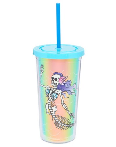 Skeleton Mermaid Cup with Straw - oz