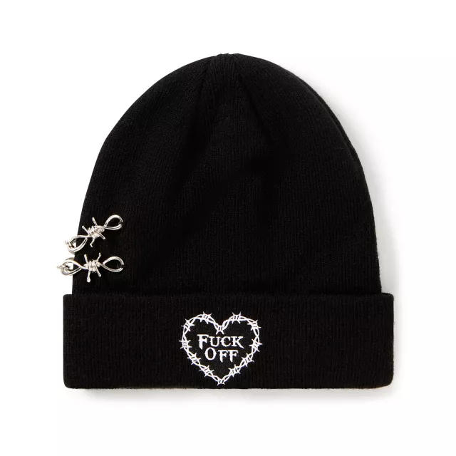 Fuck Off Barbed Wire Beanie Hat at Spencer's