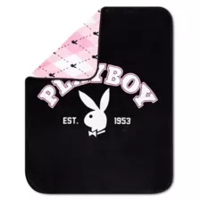 Pink Playboy Plaid Fleece Blanket at Spencer's