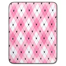 Pink Playboy Plaid Fleece Blanket at Spencer's