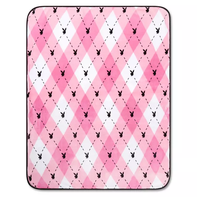 Pink Playboy Plaid Fleece Blanket at Spencer's